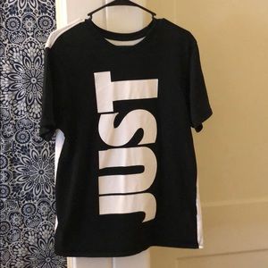 Nike Just Do It T-Shirt Black White M Athletic Cut